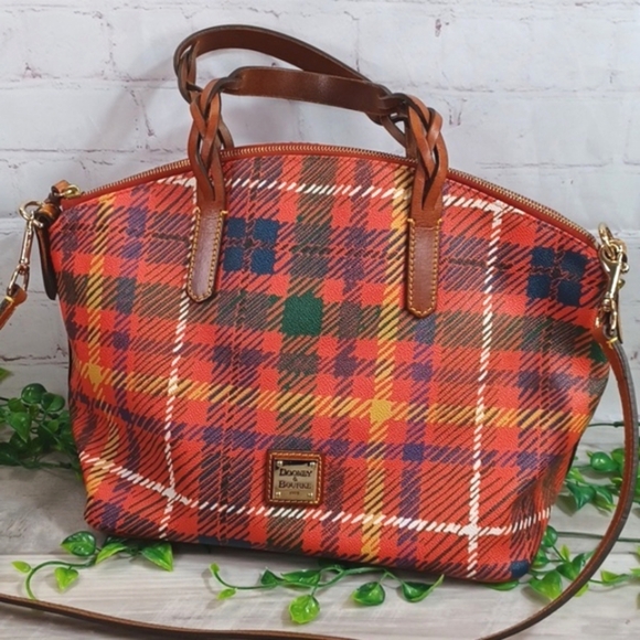 Dooney & Bourke Plaid Windsor Celeste Satchel - Picture 1 of 14